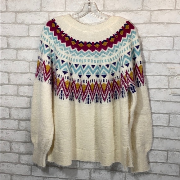 Time and tru fair isle fuzzy sweater size s/xxl - Picture 7 of 8